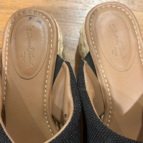 Women's Black Wedge Sandals slides size 8 universal thread - Picture 2 of 11